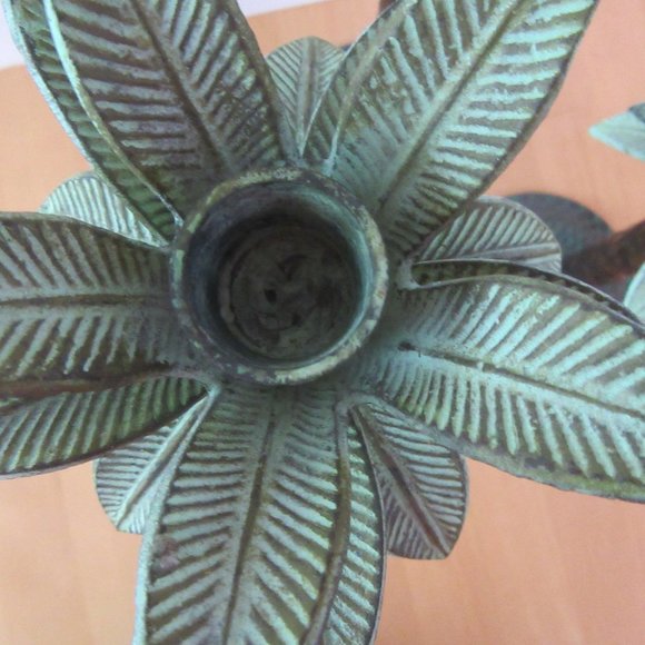 Vintage Two's Company Tommys Island palm tree metal candlesticks - set of 3 - Picture 6 of 7